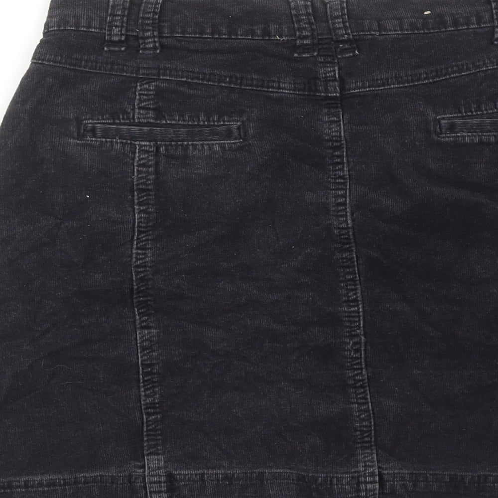 Zavanna Womens Black Cotton A-Line Skirt Size 10 Zip