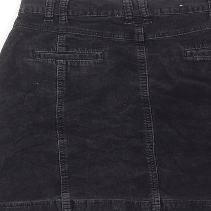 Zavanna Womens Black Cotton A-Line Skirt Size 10 Zip