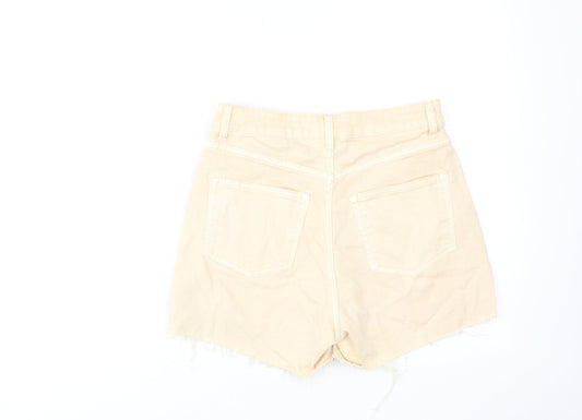 H&M Womens Beige Cotton Cut-Off Shorts Size 8 L3 in Regular Zip