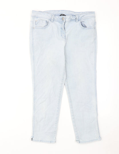 George Womens Blue Cotton Straight Jeans Size 12 L22 in Regular Zip