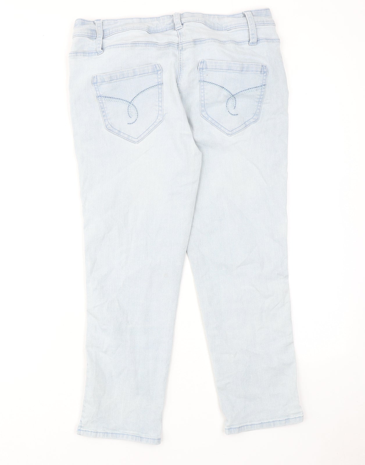 George Womens Blue Cotton Straight Jeans Size 12 L22 in Regular Zip