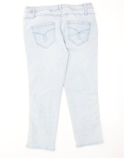 George Womens Blue Cotton Straight Jeans Size 12 L22 in Regular Zip