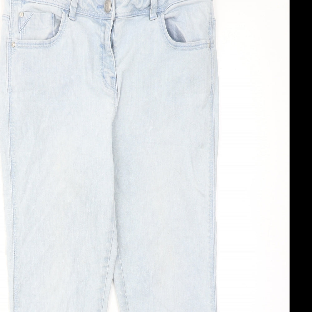 George Womens Blue Cotton Straight Jeans Size 12 L22 in Regular Zip