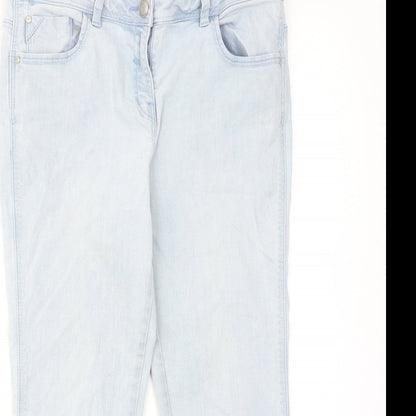 George Womens Blue Cotton Straight Jeans Size 12 L22 in Regular Zip