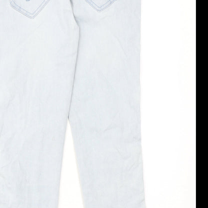 George Womens Blue Cotton Straight Jeans Size 12 L22 in Regular Zip