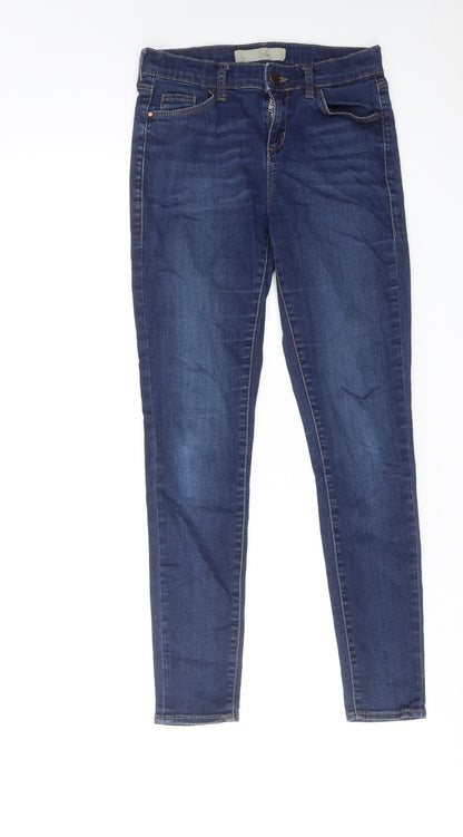 Topshop Womens Blue Cotton Skinny Jeans Size 26 L30 in Regular Zip