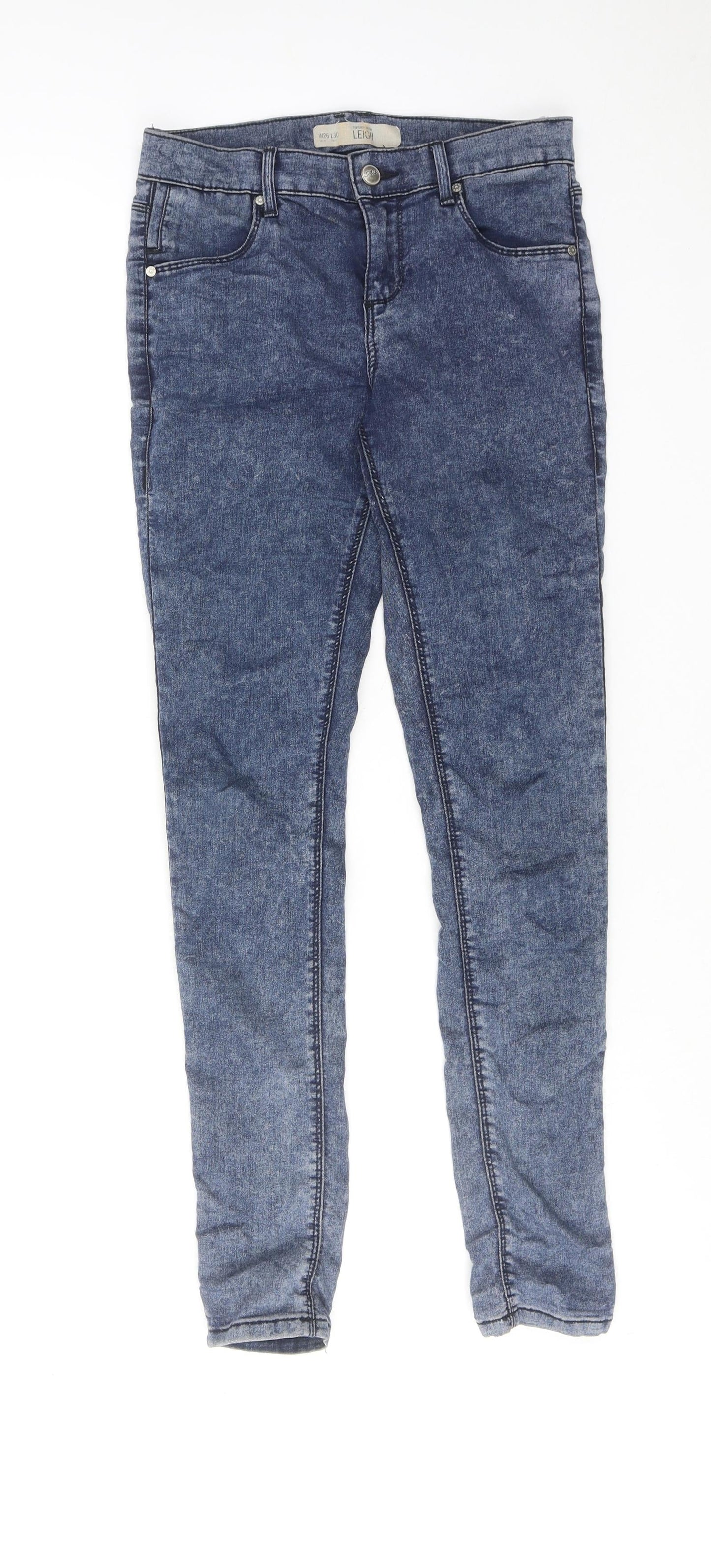 Topshop Womens Blue Cotton Skinny Jeans Size 26 in L30 in Regular Zip
