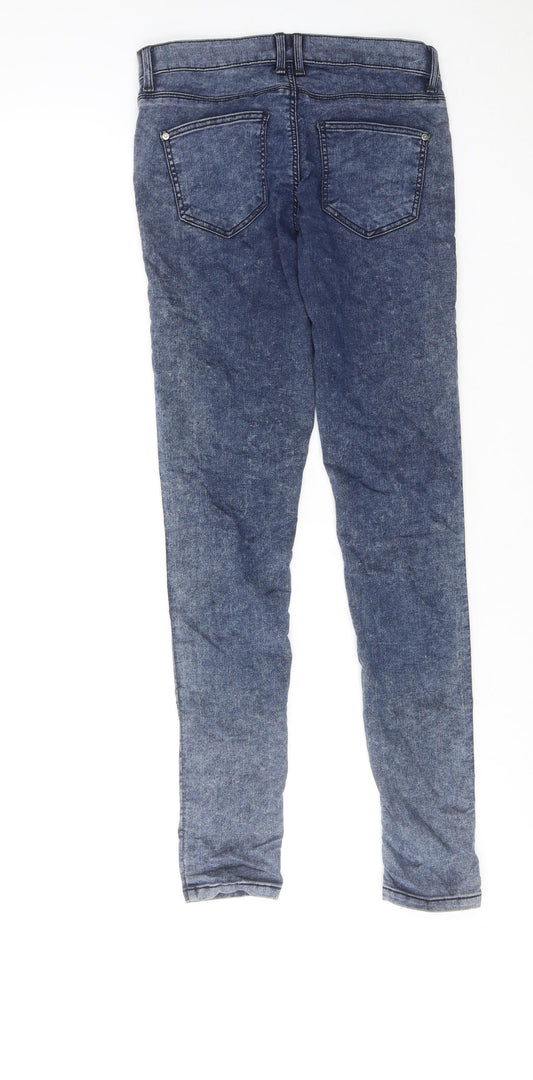 Topshop Womens Blue Cotton Skinny Jeans Size 26 in L30 in Regular Zip