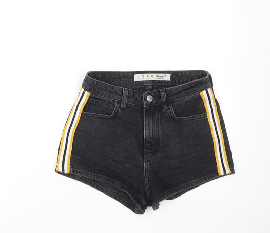 Denim & Co. Womens Black Cotton Hot Pants Shorts Size 4 L3 in Regular Zip