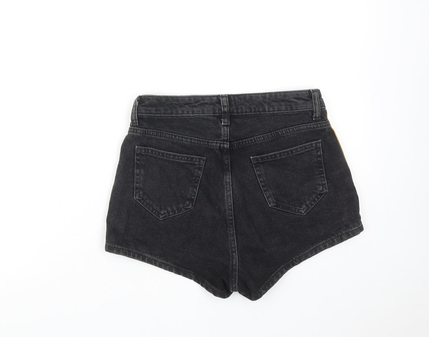 Denim & Co. Womens Black Cotton Hot Pants Shorts Size 4 L3 in Regular Zip