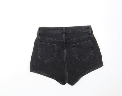 Denim & Co. Womens Black Cotton Hot Pants Shorts Size 4 L3 in Regular Zip
