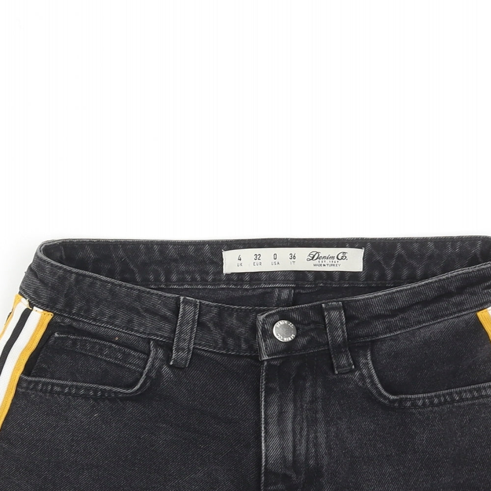 Denim & Co. Womens Black Cotton Hot Pants Shorts Size 4 L3 in Regular Zip