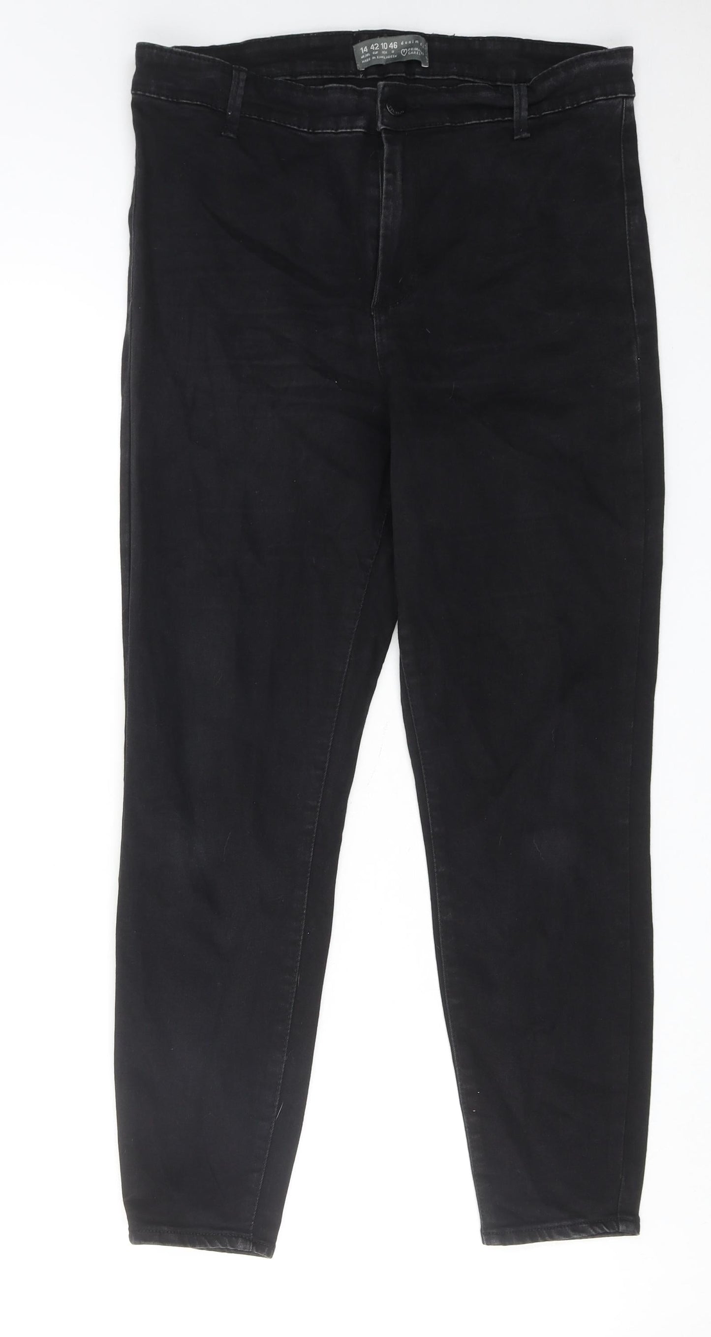 Denim & Co. Womens Black Cotton Skinny Jeans Size 14 L25 in Regular Zip