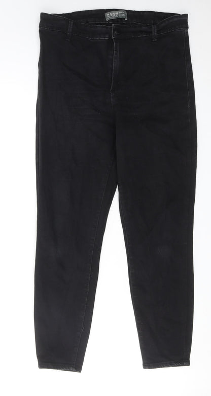 Denim & Co. Womens Black Cotton Skinny Jeans Size 14 L25 in Regular Zip