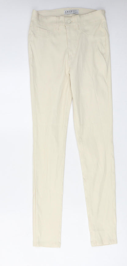 Denim & Co. Womens Ivory Polyester Trousers Size 8 L28 in Regular Zip