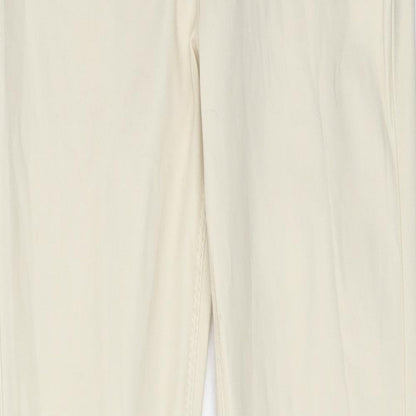 Denim & Co. Womens Ivory Polyester Trousers Size 8 L28 in Regular Zip
