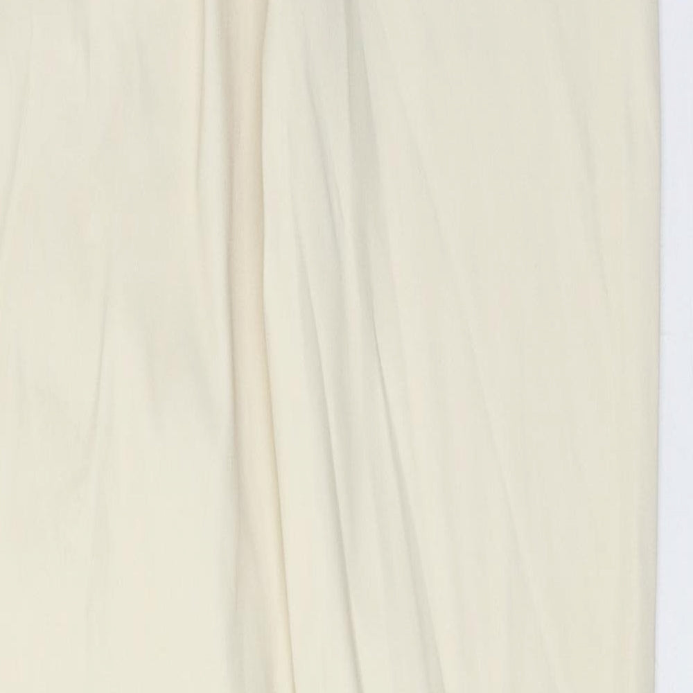 Denim & Co. Womens Ivory Polyester Trousers Size 8 L28 in Regular Zip