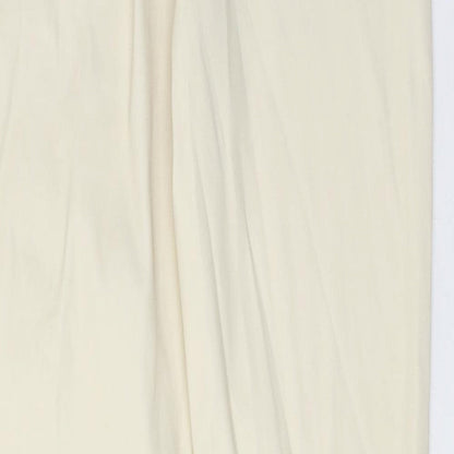 Denim & Co. Womens Ivory Polyester Trousers Size 8 L28 in Regular Zip