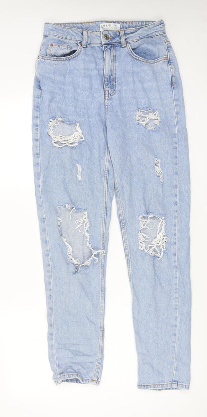 Denim & Co. Womens Blue Cotton Tapered Jeans Size 8 L30 in Regular Zip