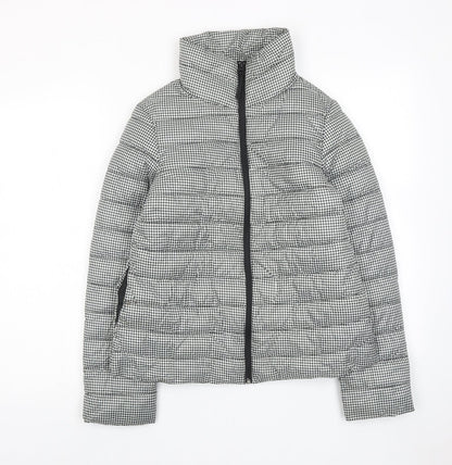 Springfield Womens Black Geometric Quilted Jacket Size S Zip
