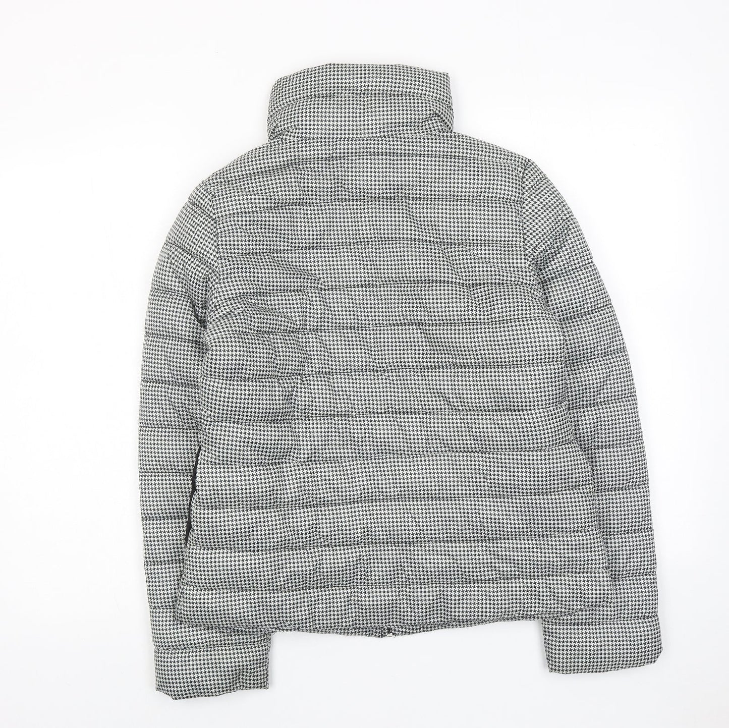 Springfield Womens Black Geometric Quilted Jacket Size S Zip