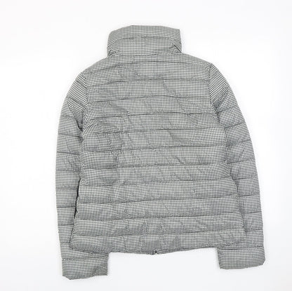 Springfield Womens Black Geometric Quilted Jacket Size S Zip