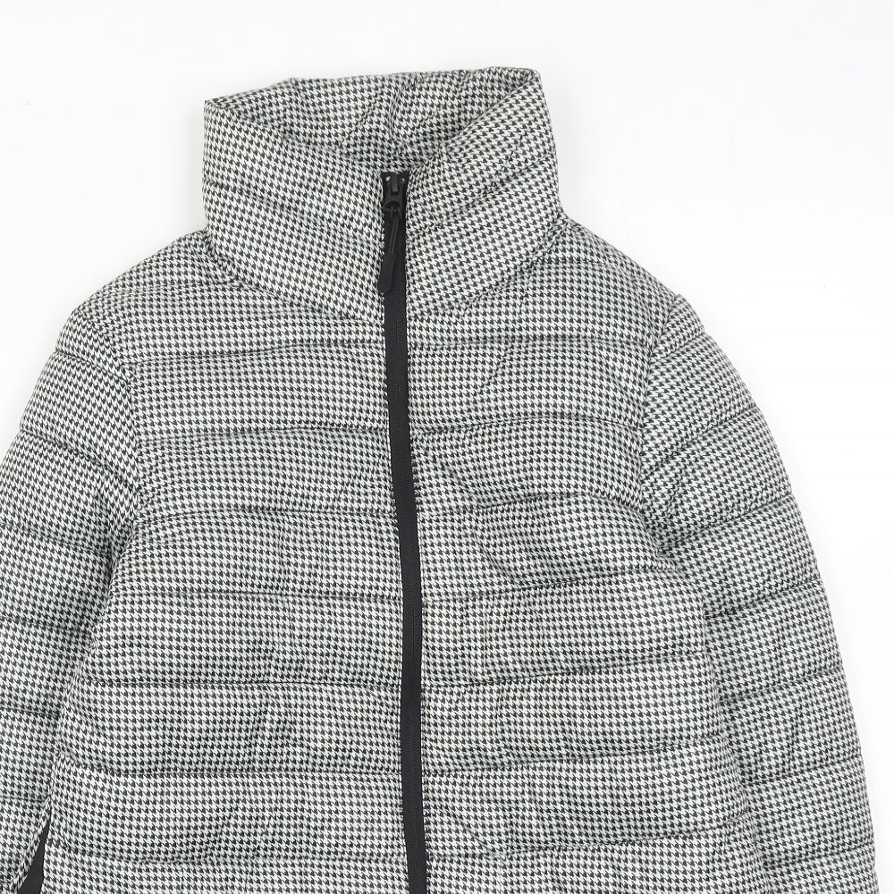 Springfield Womens Black Geometric Quilted Jacket Size S Zip