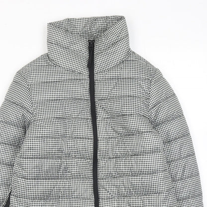 Springfield Womens Black Geometric Quilted Jacket Size S Zip