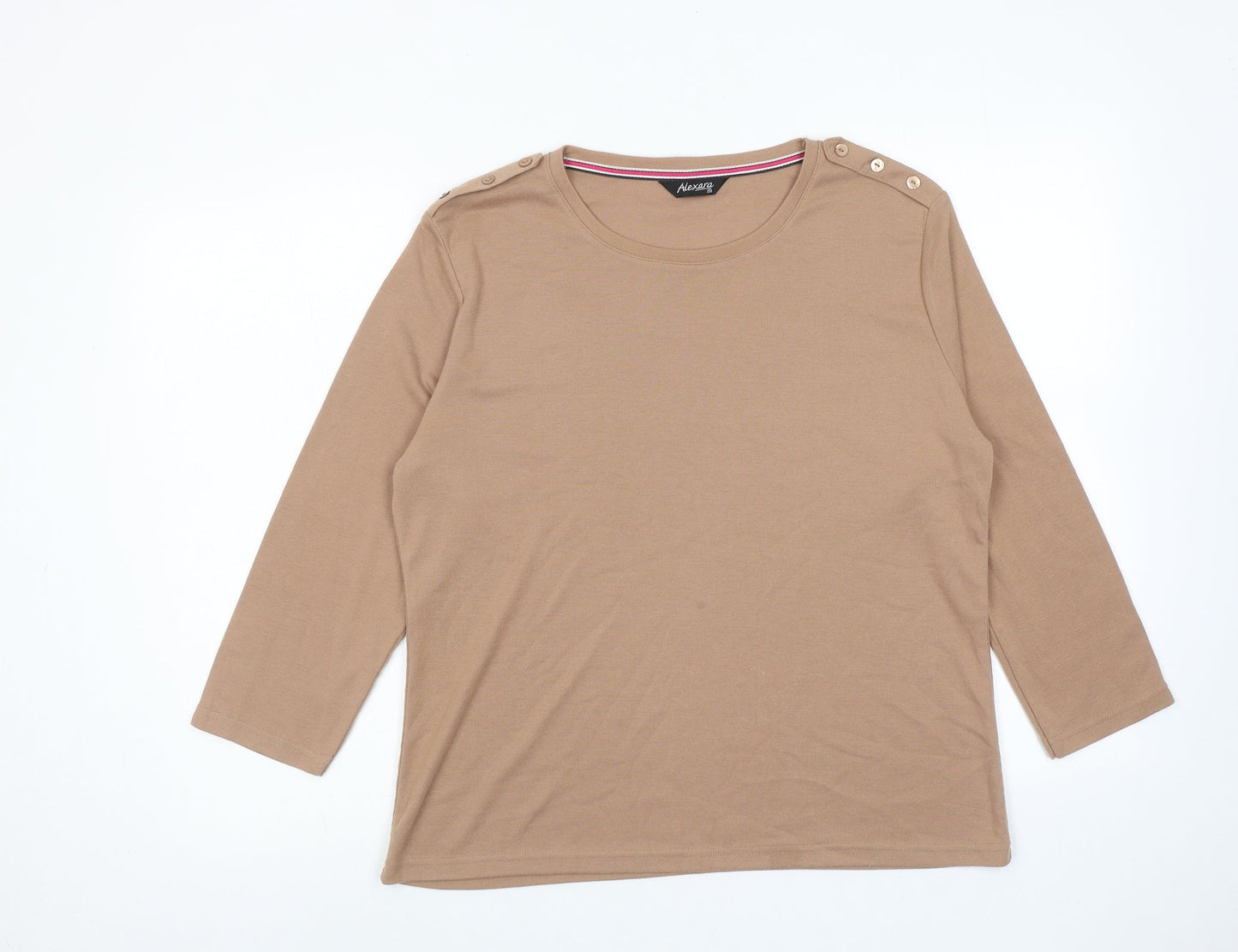 Alexander Womens Brown Round Neck Polyester Pullover Jumper Size 20