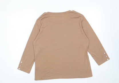 Alexander Womens Brown Round Neck Polyester Pullover Jumper Size 20