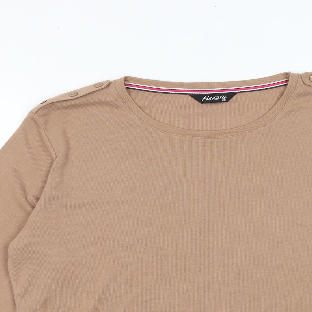 Alexander Womens Brown Round Neck Polyester Pullover Jumper Size 20