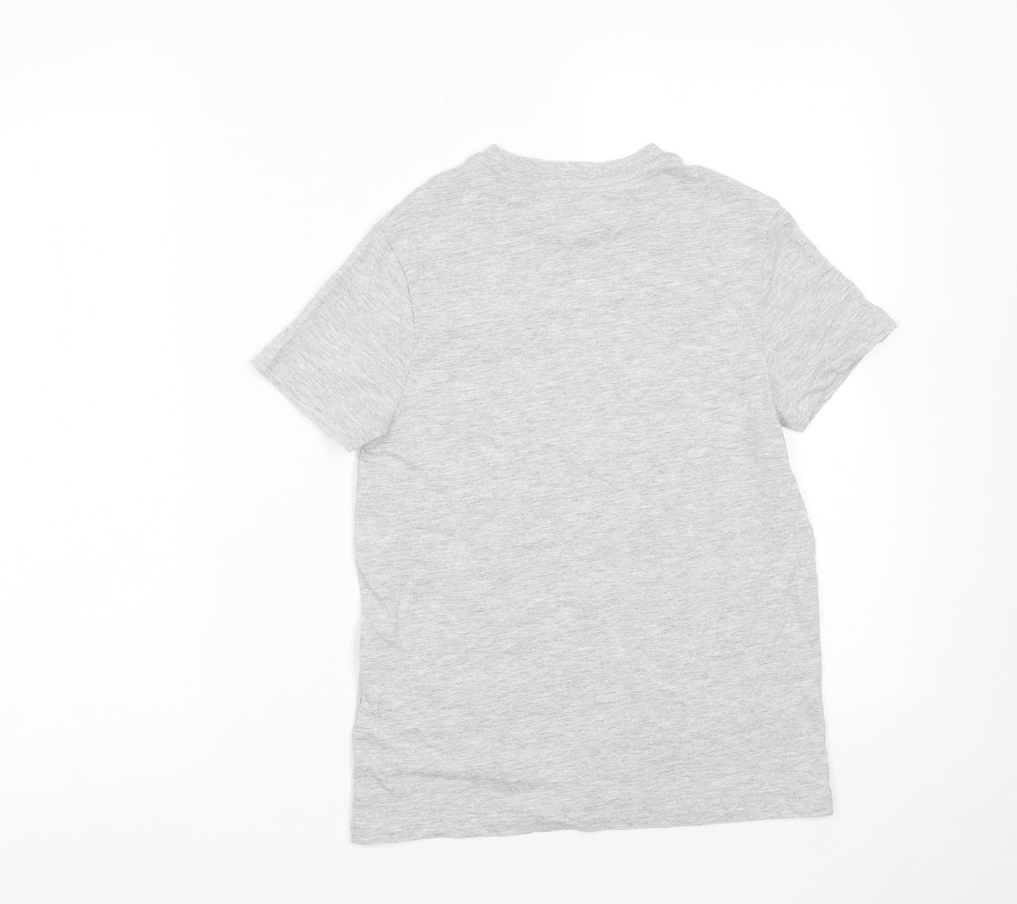 Marks and Spencer Boys Grey Cotton Basic T-Shirt Size 10-11 Years Round Neck Pullover
