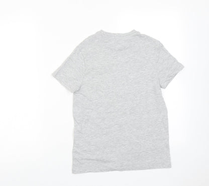 Marks and Spencer Boys Grey Cotton Basic T-Shirt Size 10-11 Years Round Neck Pullover