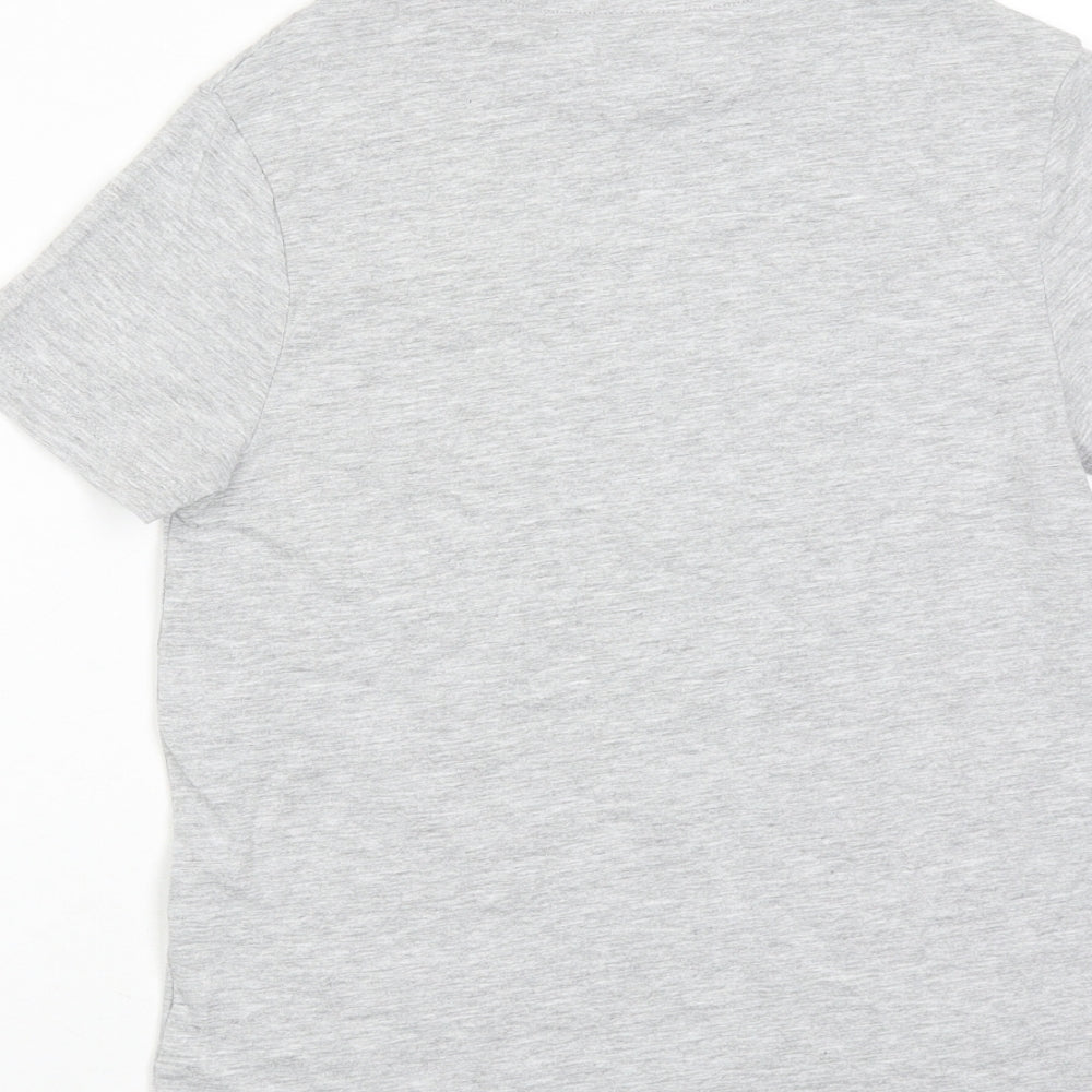Marks and Spencer Boys Grey Cotton Basic T-Shirt Size 10-11 Years Round Neck Pullover