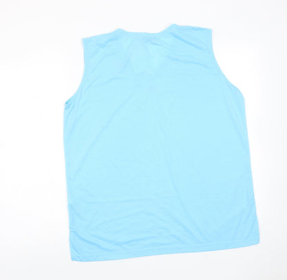 Hoang Womens Blue Polyester Basic Tank Size XL V-Neck