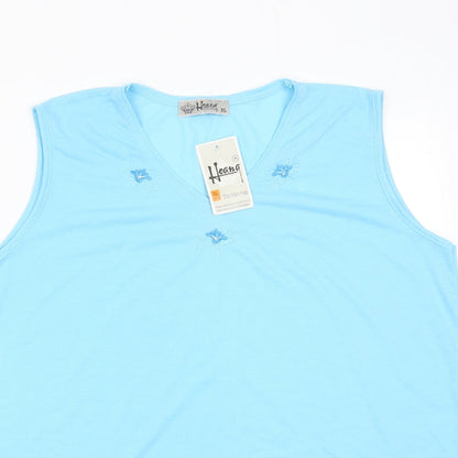 Hoang Womens Blue Polyester Basic Tank Size XL V-Neck