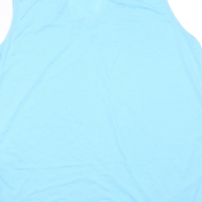 Hoang Womens Blue Polyester Basic Tank Size XL V-Neck