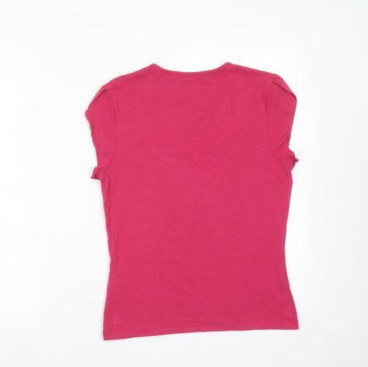 Precis Womens Pink Viscose Basic T-Shirt Size S Scoop Neck