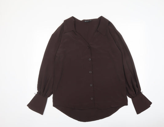 Womens UK Size 8 ASOS Brown Basic Button-Up