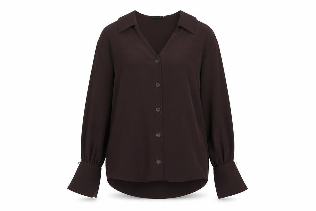 Womens UK Size 8 ASOS Brown Basic Button-Up