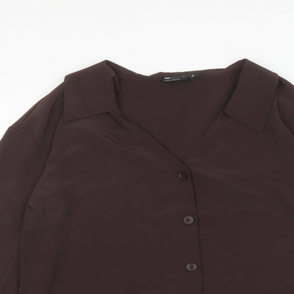 Womens UK Size 8 ASOS Brown Basic Button-Up