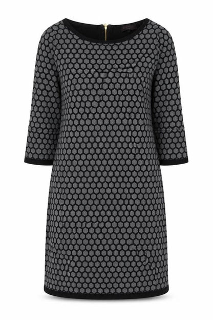 Great Plains Womens Grey Geometric Cotton Jumper Dress Size M Round Neck Zip
