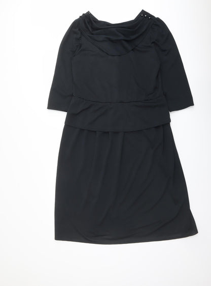 C&A Womens Black Polyester A-Line Size 12 Cowl Neck Pullover