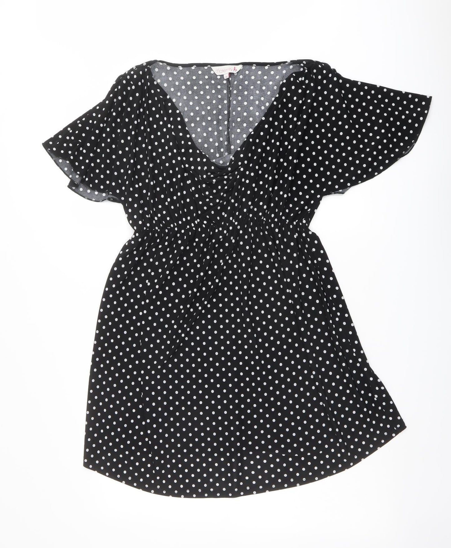 Red Herring Womens Black Polka Dot Polyester A-Line Size 10 V-Neck Pullover