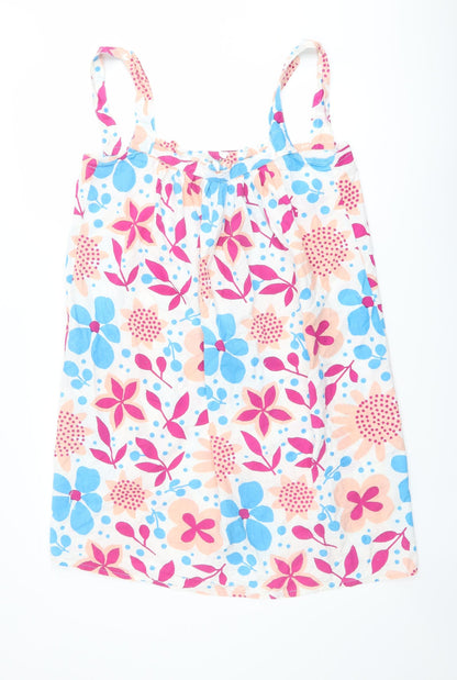 Kushi Womens Multicoloured Geometric Cotton Tank Dress Size 10 Round Neck Pullover