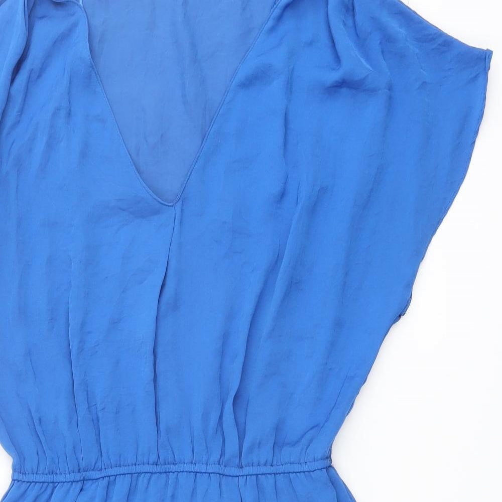 Zara Womens Blue Polyester Mini Size XS V-Neck Pullover