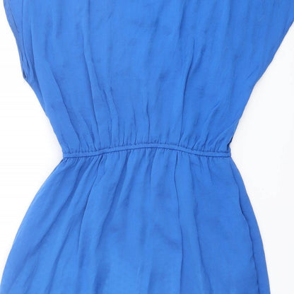 Zara Womens Blue Polyester Mini Size XS V-Neck Pullover
