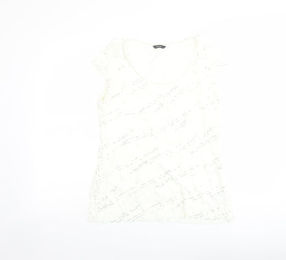Womens UK Size 12 Roman Ivory Basic T-Shirt