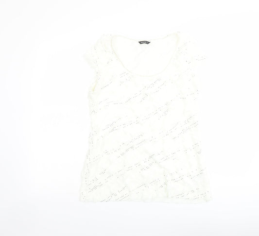 Womens UK Size 12 Roman Ivory Basic T-Shirt