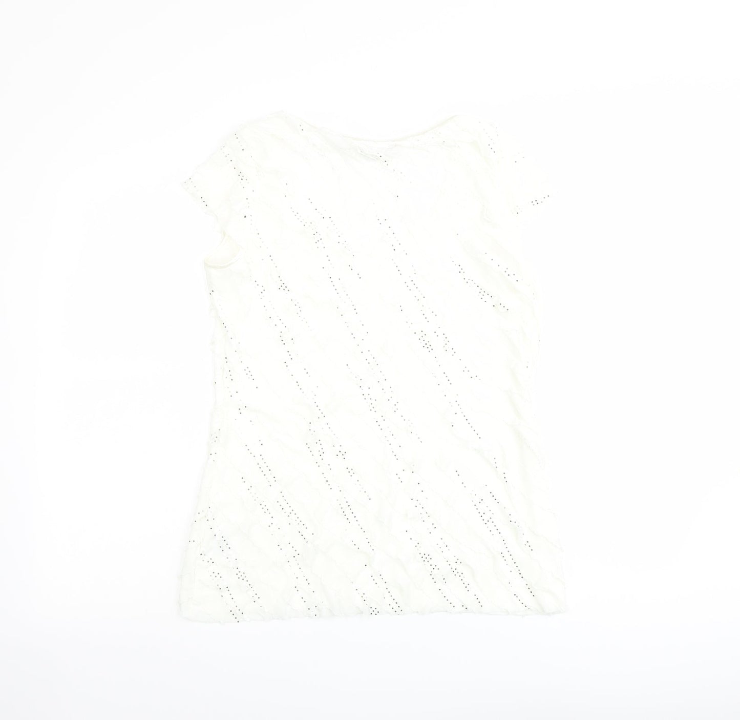 Womens UK Size 12 Roman Ivory Basic T-Shirt